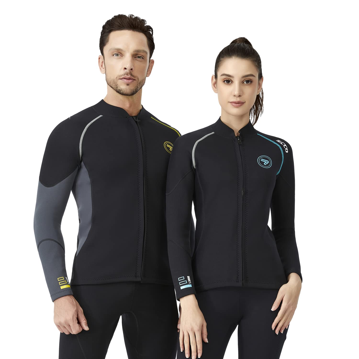 Wetsuit Top Men'S 1.5Mm Neoprene Wetsuits Jacket,Front Zipper Long Sleeves Diving Suit For Swimming,Diving,Snorkeling,Scuba,Surf