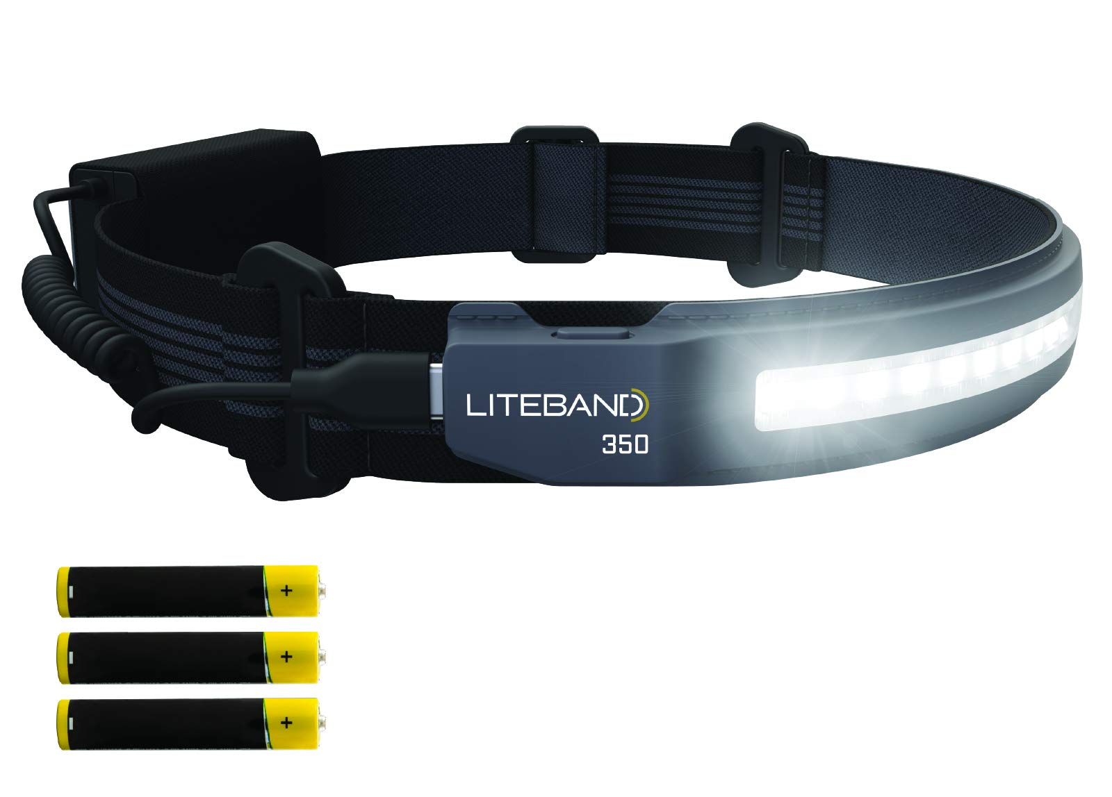 Liteband ACTIV 350 Lumens LED Headlamp AAA Battery Powered, Best Rated Super Light Head Lamps For Adults Forehead, Running, Camp