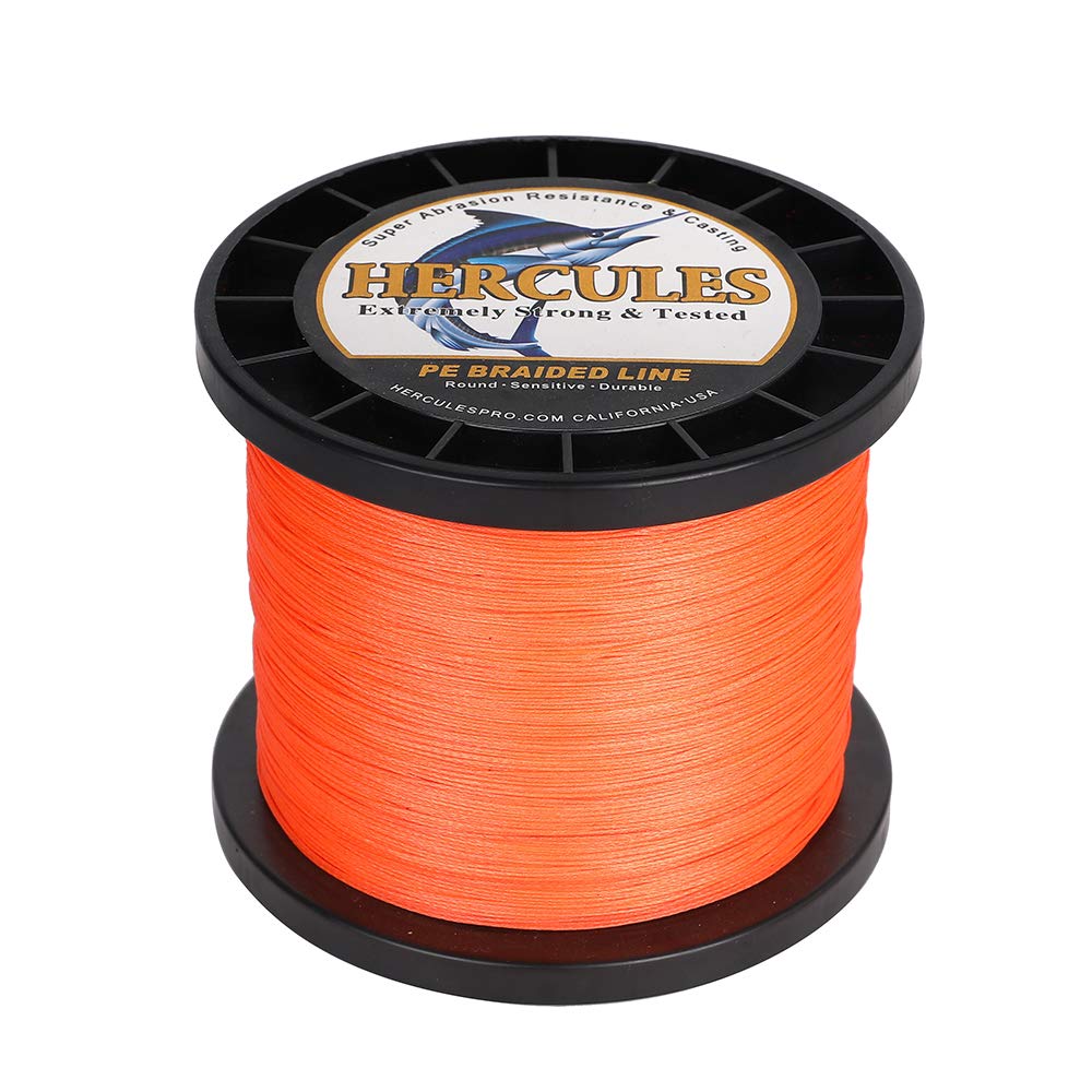 Hercules Braided Fishing Line 1500M 1640Yds 10Lbs-200Lbs Pe Superline 8 Strands (Orange 120Lb/54.5Kg 0.58Mm)