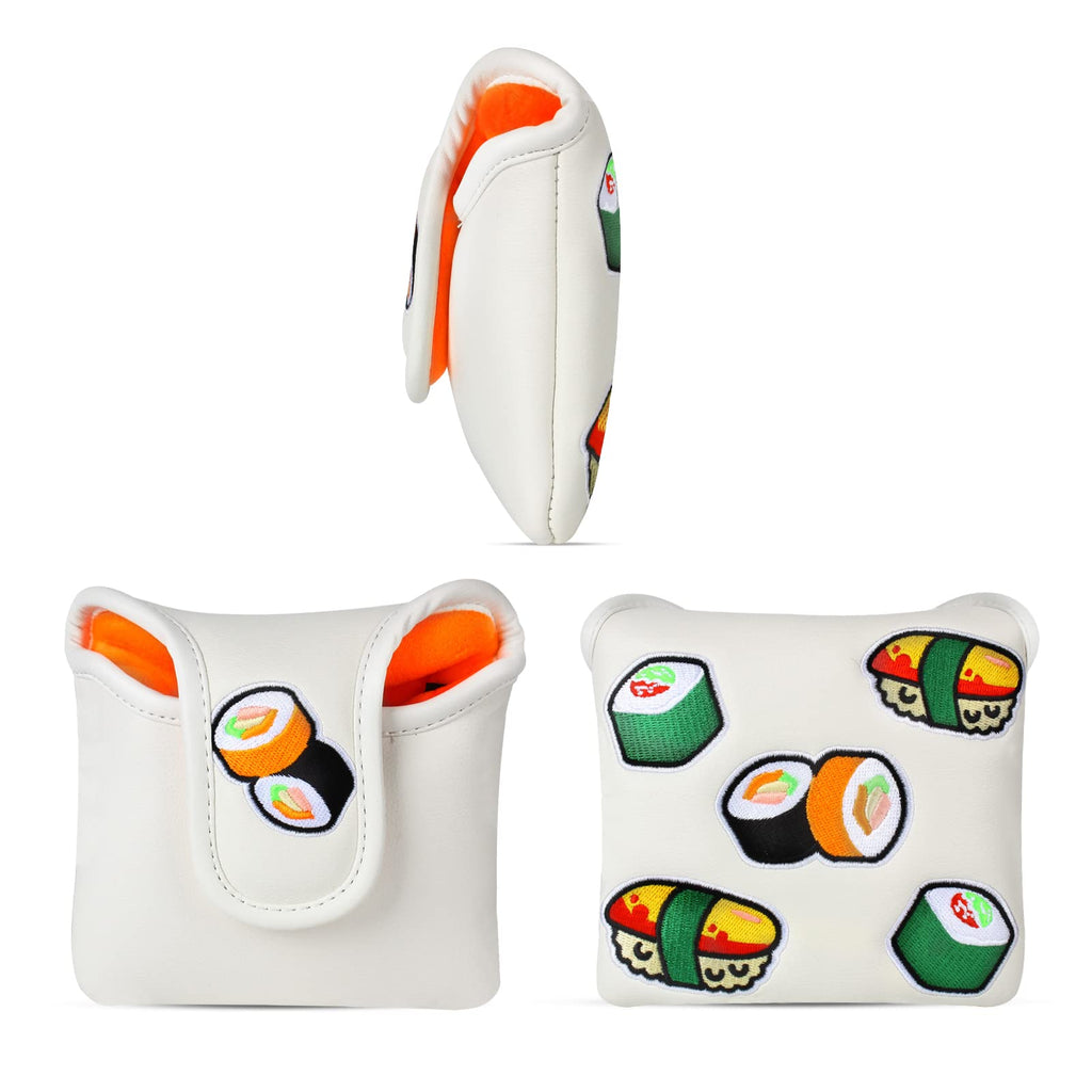 Andux Golf Putter Head Covers Pu Mallet Putter Cover White Sushi Mt/Tg19