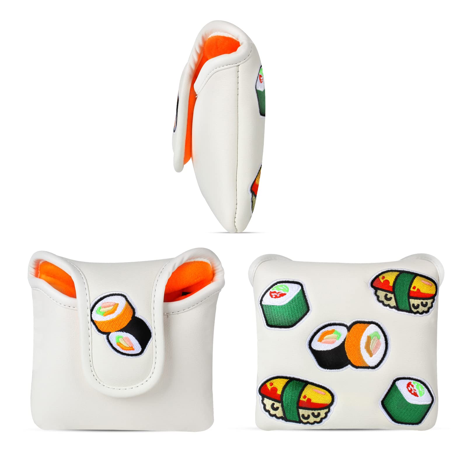 Andux Golf Putter Head Covers Pu Mallet Putter Cover White Sushi Mt/Tg19