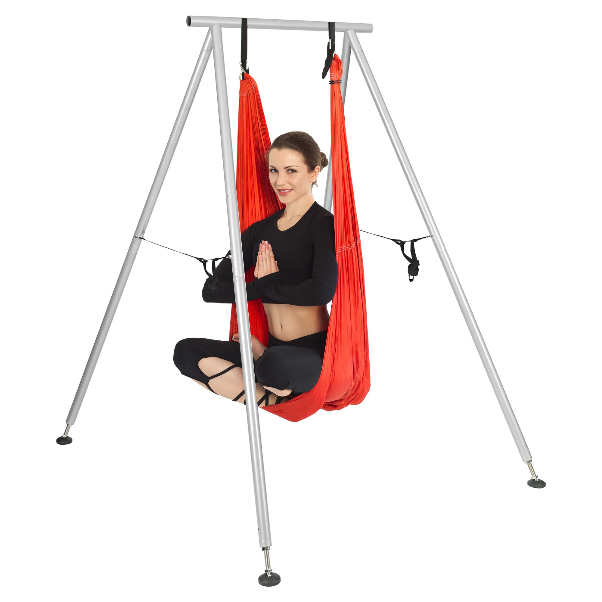 Hecasa Yoga Stand For Indoor And Outdoor, 9.6 Ft/115.3 Inch Adjustable Height Aerial Yoga Frame & Yoga Hammock, Ankle Lock, Adju