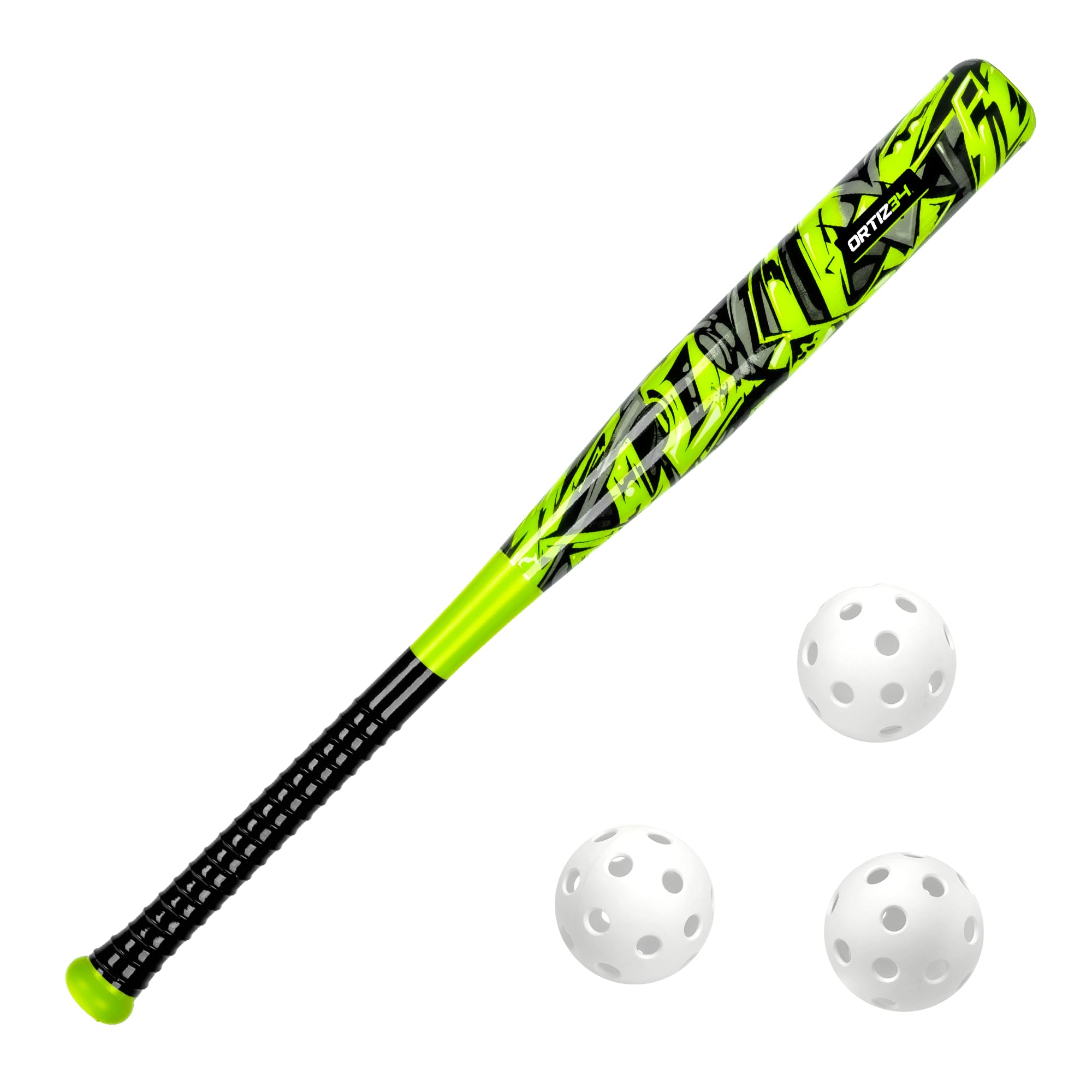 Ortiz34 Bat & Ball Set - Graffiti Plastic Bat & Ball Homerun Set- David Ortiz Backyard Baseball Set for Youth, Kids, Teenagers, 
