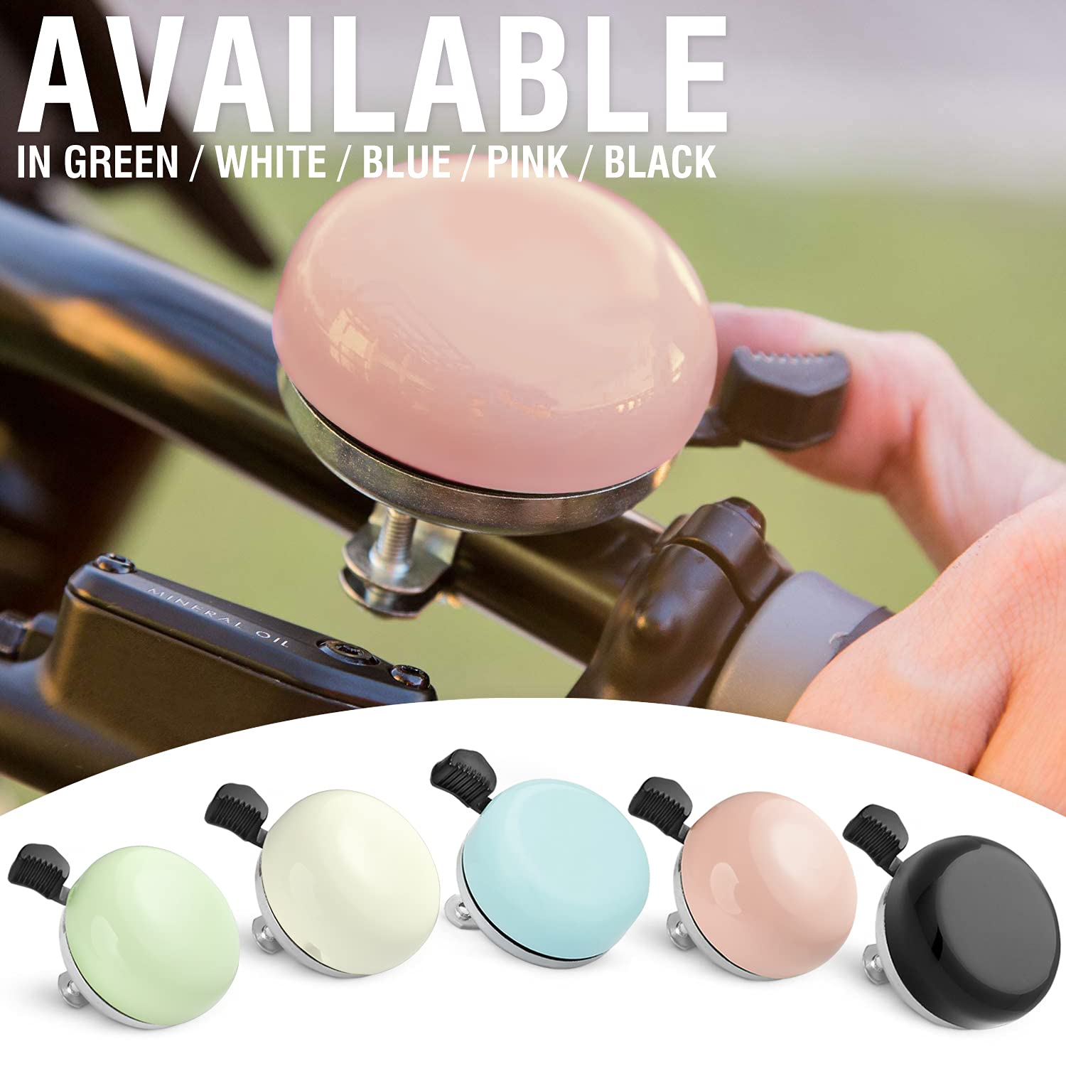 Marque Beach Cruiser Bike Bell - Classic Bicycle Bell Design For Adults And Kids With Traditional Ring Sound (Pink)