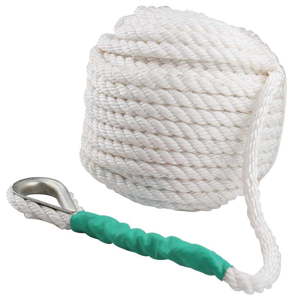 Boat Anchor Rope 200 Ft X 1/2 Inch Polypropylene Rope 3 Strand Twisted Anchor Line For Sailboat Sled Line Mooring With Thimble 5