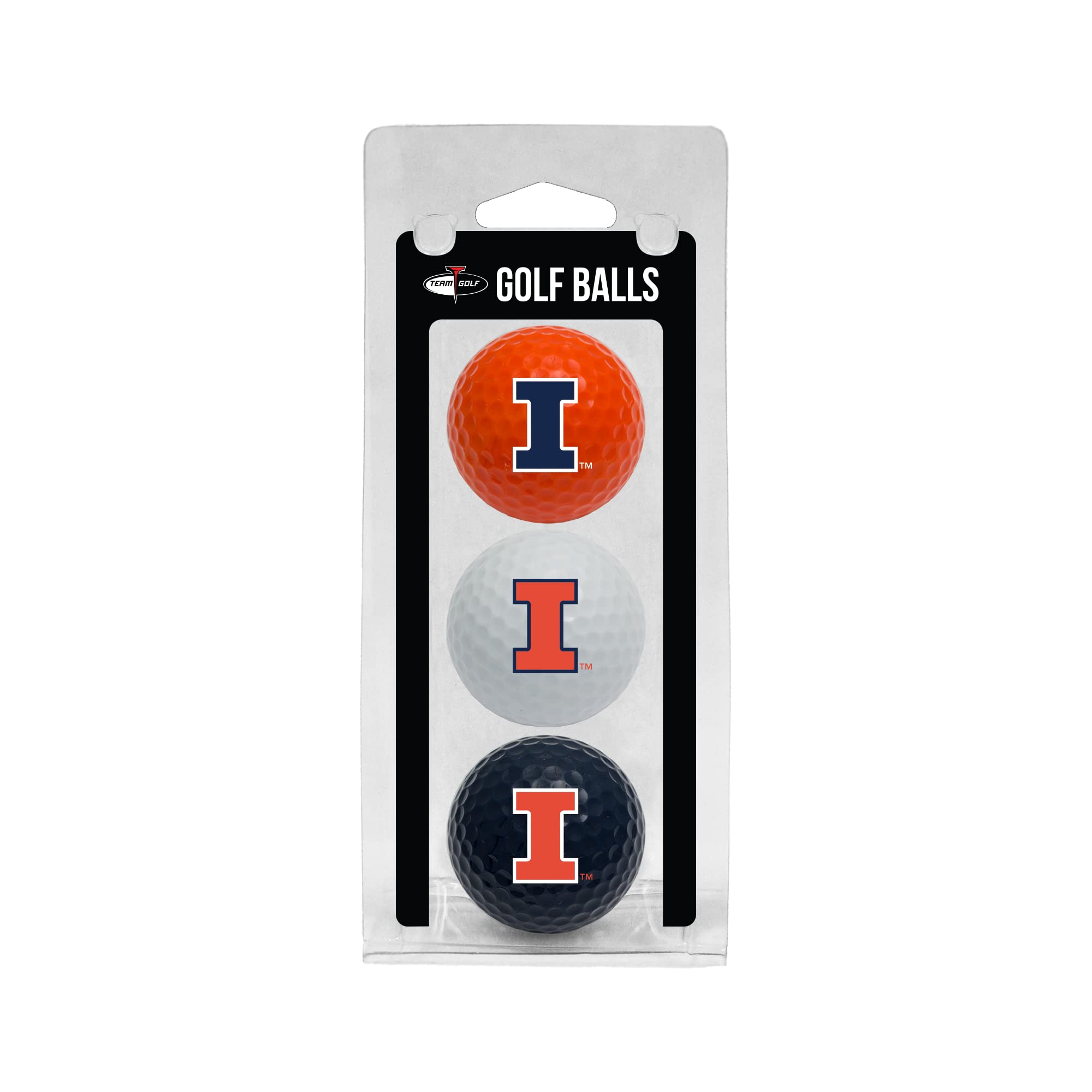 Team Golf Ncaa Illinois Fighting Illini 3 Golf Ball Pack Regulation Size Golf Balls, 3 Pack, Full Color Durable Team Imprint