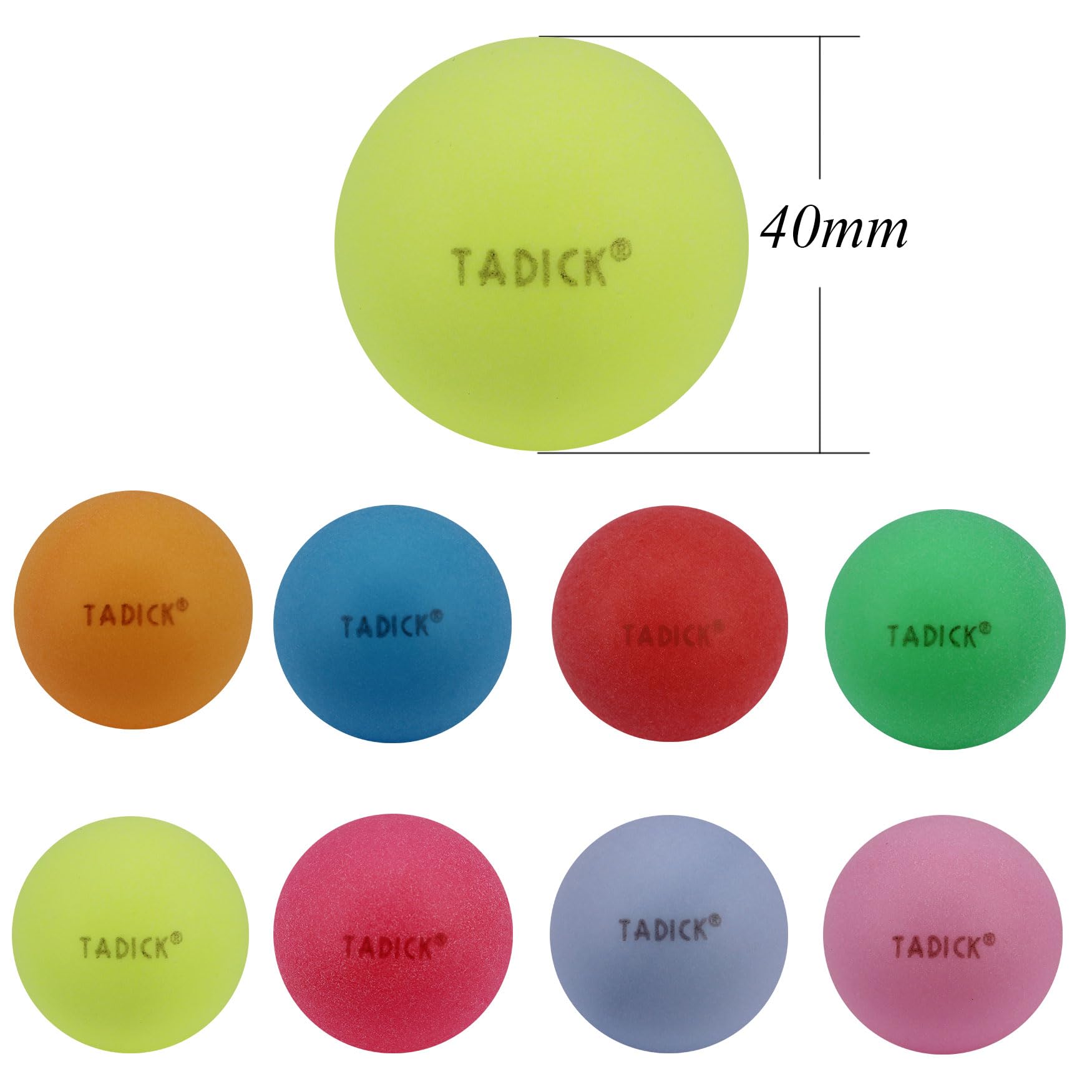 Tadick 50 Pack Ping Pong Balls Assorted Color Washable Plastic Table Tennis Ball