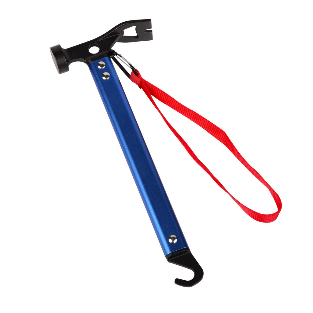 Carbon Steel Aluminum Camping Hammer, 12 Small Lightweight Three-In-One Functional Tent Stake Hammer For Hiking Kit Blue