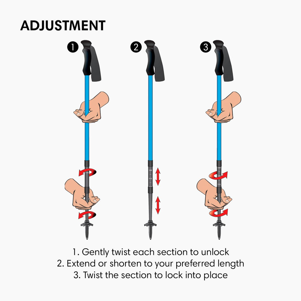 Fizan Compact 3 Trekking Poles - 5.6 oz Ultralight, Backpacking, Thru Hiking Poles, Adjustable, Collapsible, Customized Fit, EVA