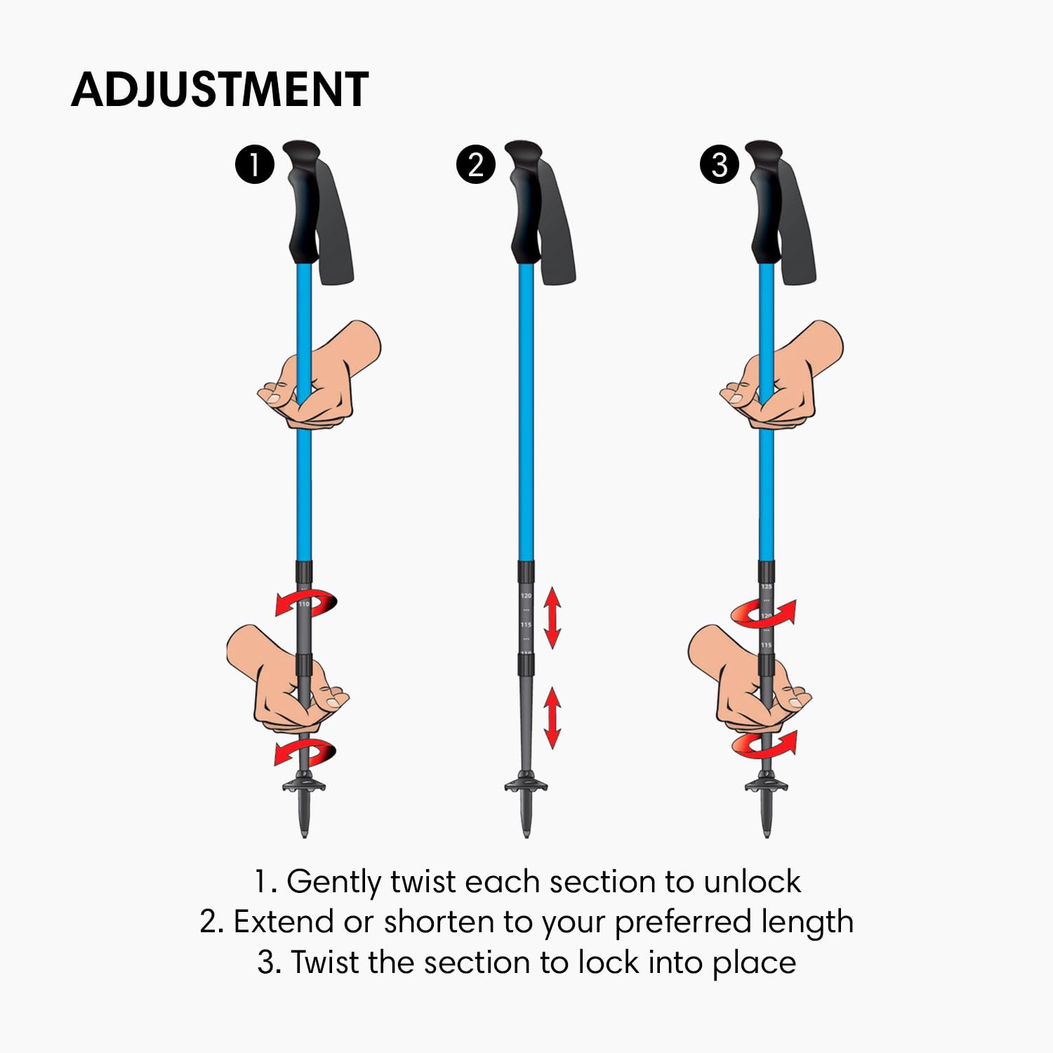 Fizan Compact 3 Trekking Poles - 5.6 oz Ultralight, Backpacking, Thru Hiking Poles, Adjustable, Collapsible, Customized Fit, EVA