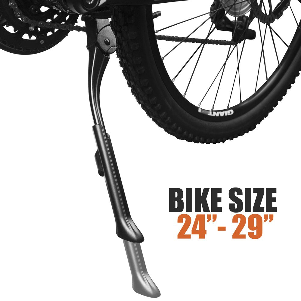 Bv Aluminum Adjustable Bicycle Bike Kickstand With Concealed Spring-Loaded Latch, For 24-29 Inch Bicycles, Silver