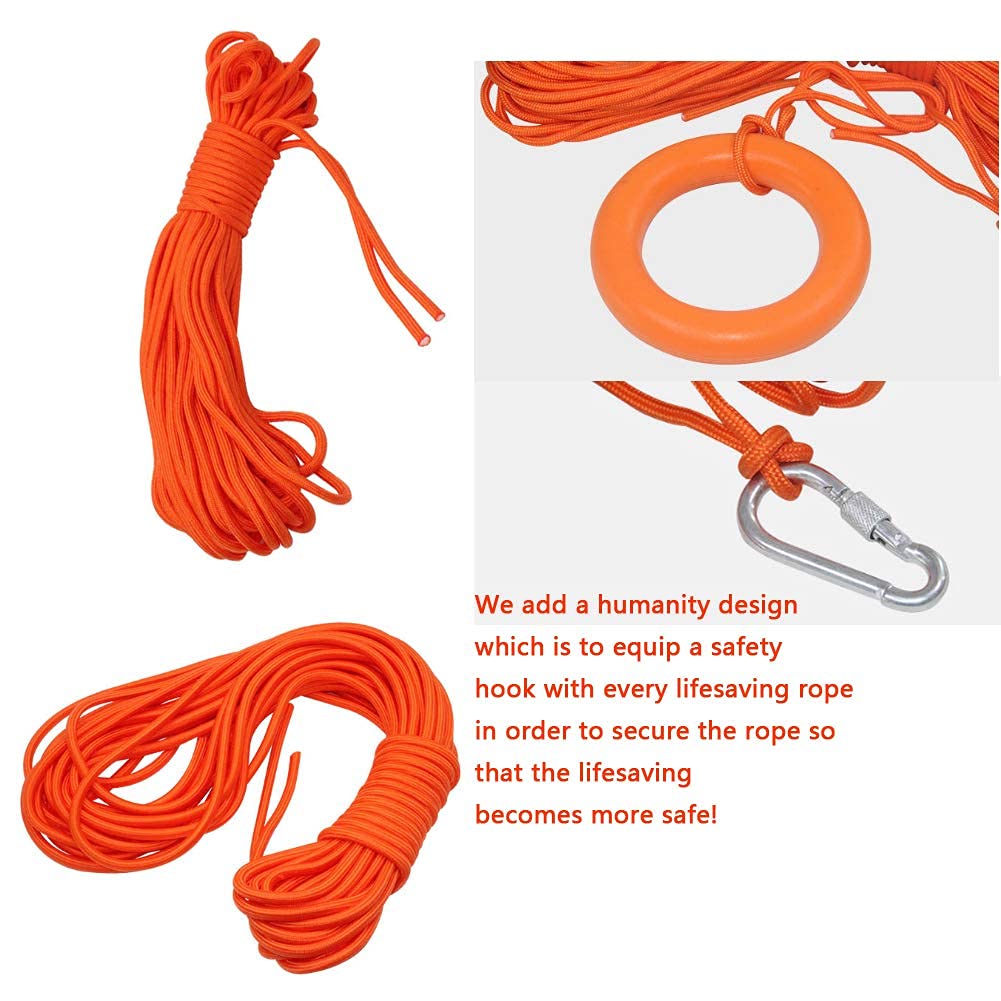Water Floating Lifesaving Rope 98.4Ft, Outdoor Professional Throwing Rope Rescue Lifeguard Lifeline With Bracelet/Hand Ring For