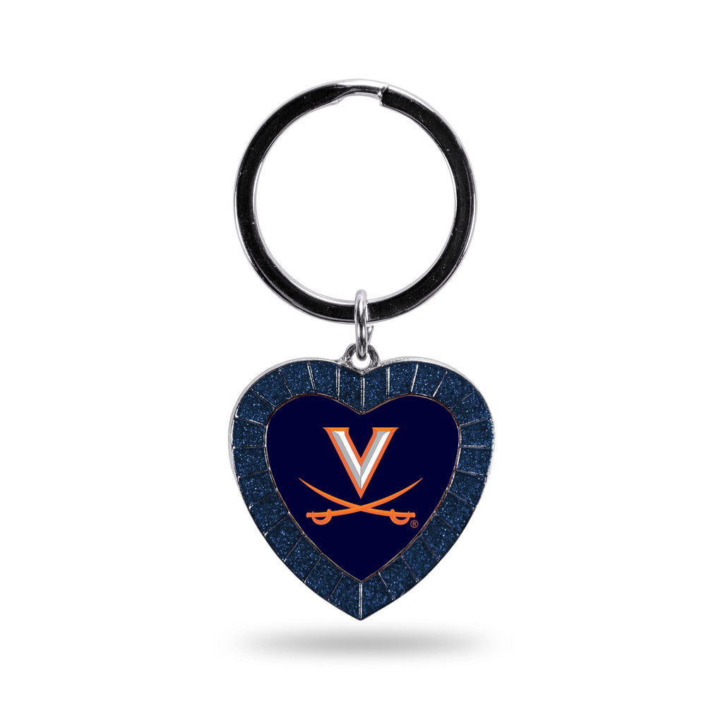 Rico Industries Ncaa Virginia Cavaliers Navy Team Color Rhinestone Heart Keychain