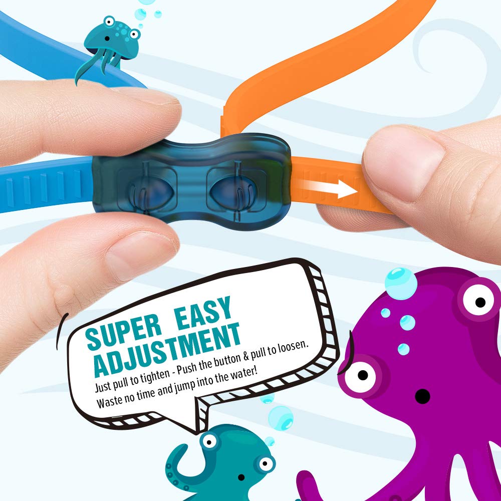 Outdoormaster Kids Swim Goggles 2 Pack - Quick Adjustable Strap Swimming Goggles For Kids - B