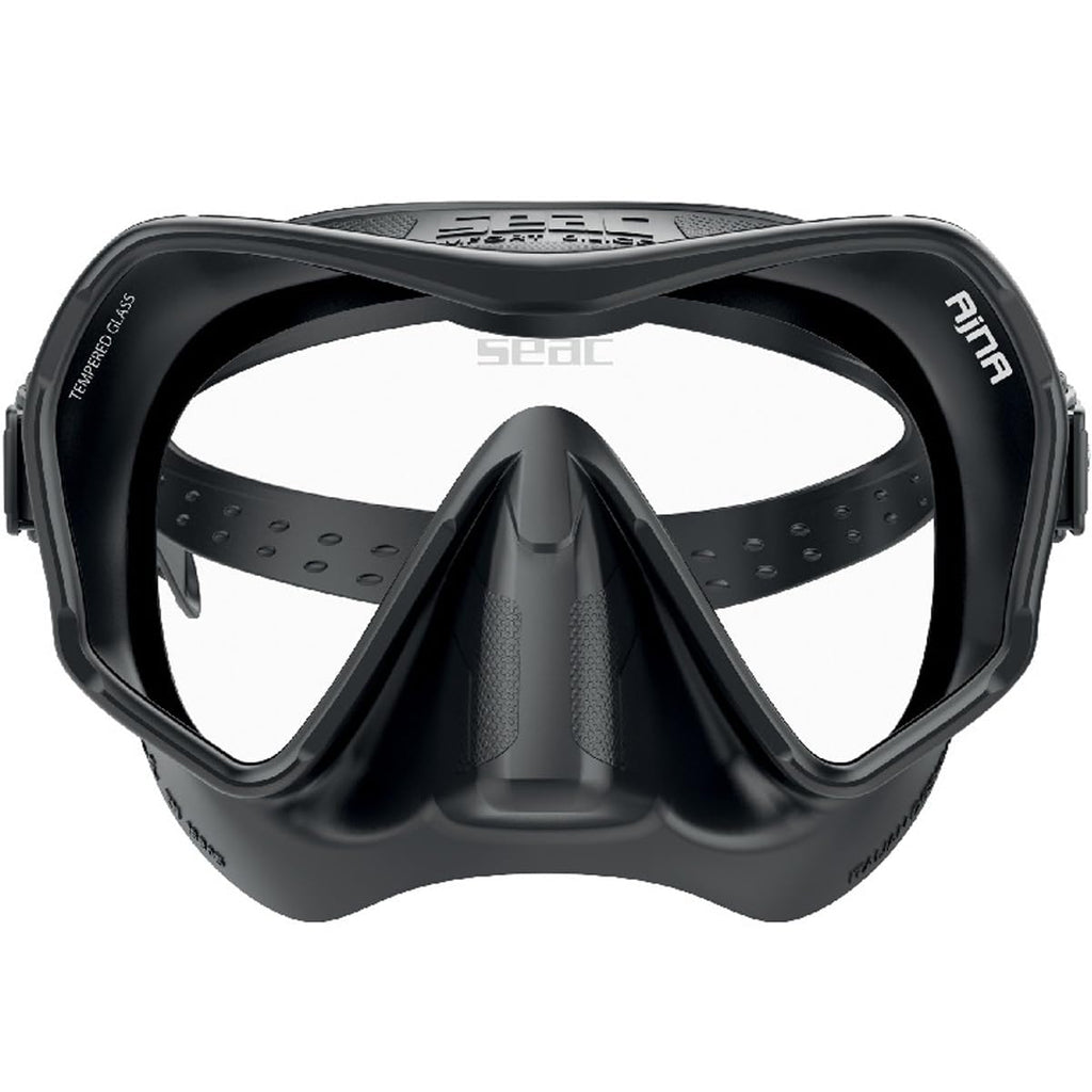 Seac Ajna, Frameless Scuba Diving Mask With Wide View, 100% Silicone Skirt,Black
