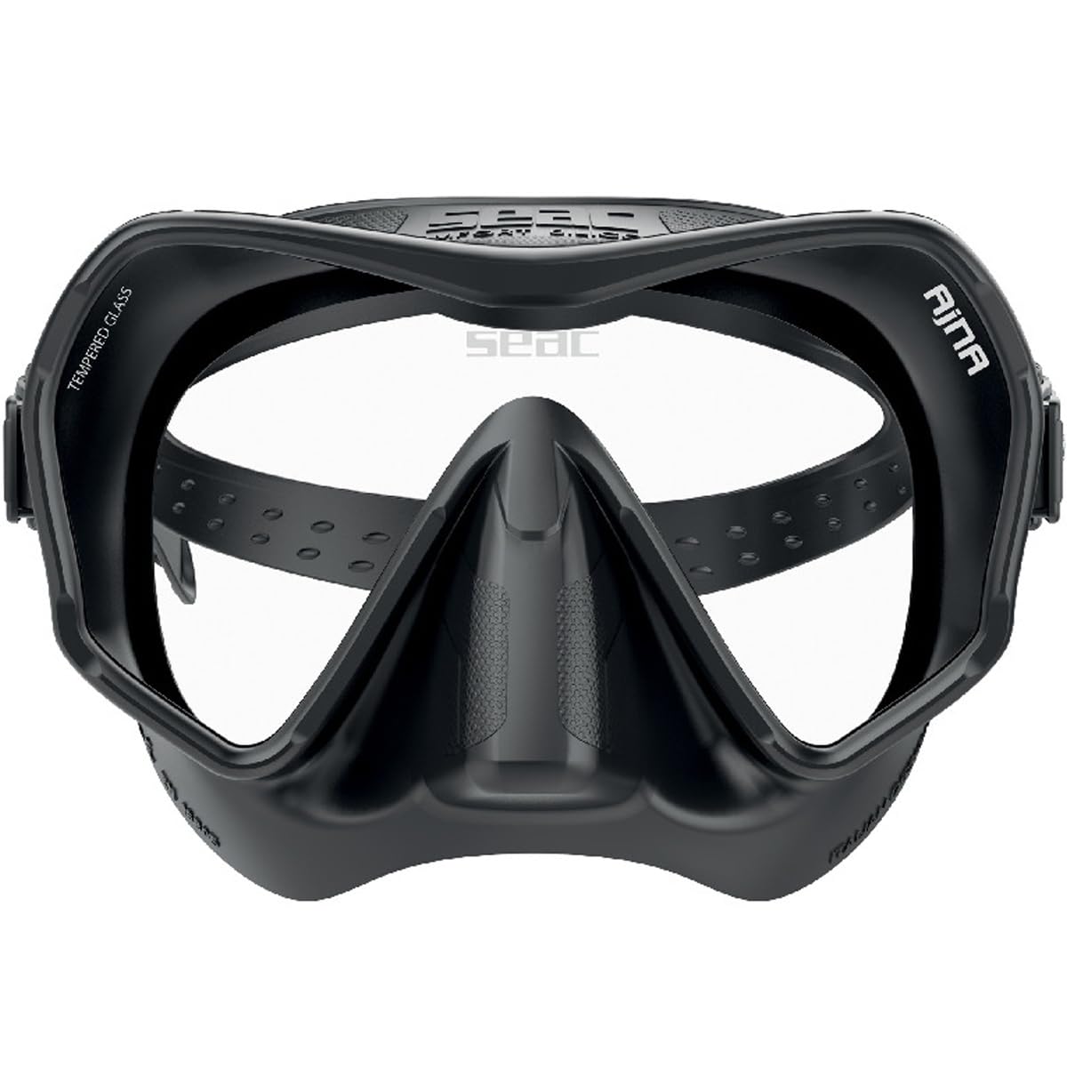 Seac Ajna, Frameless Scuba Diving Mask With Wide View, 100% Silicone Skirt,Black