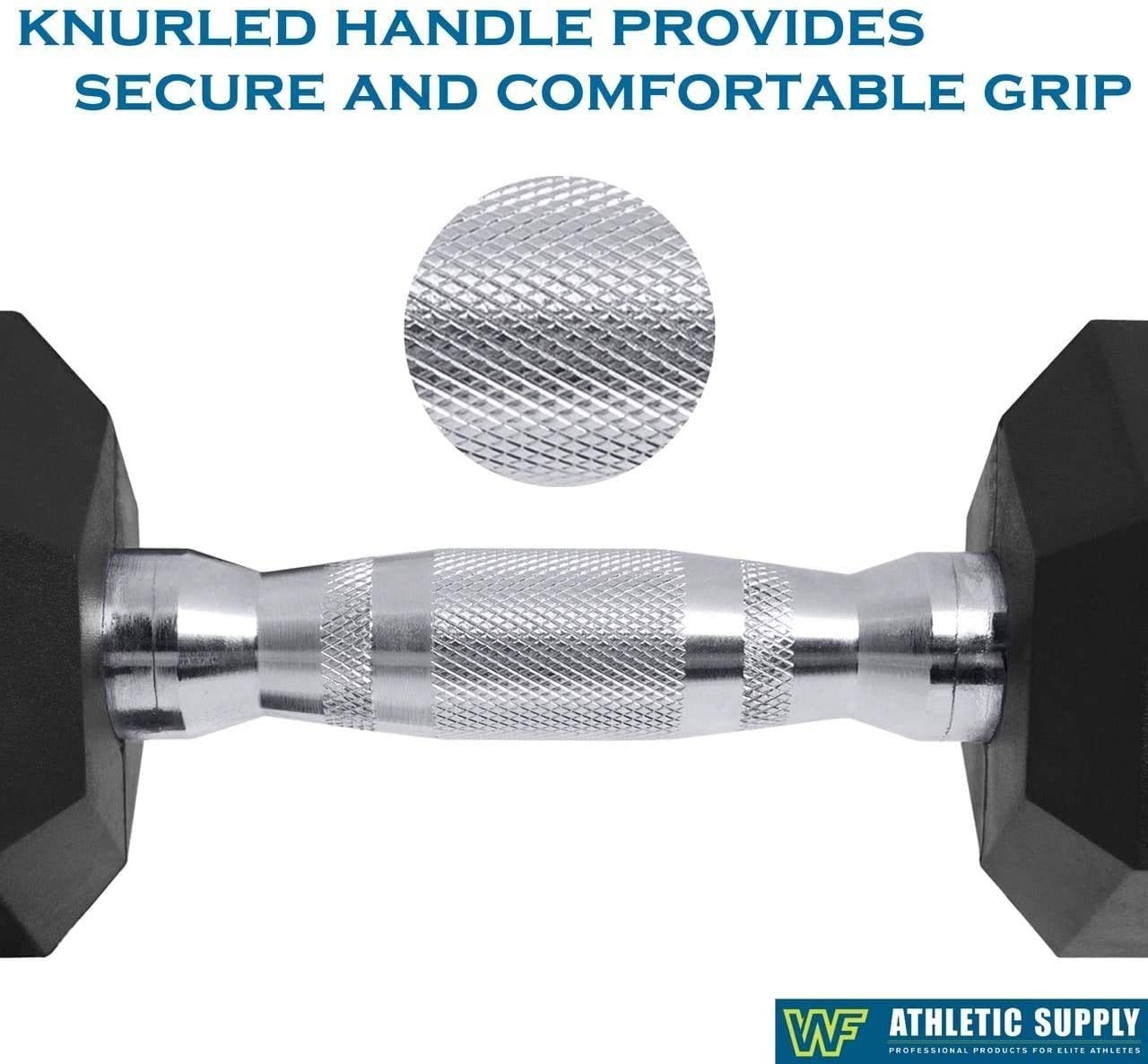 Wf Athletic Supply Rubber Coated Hex Dumbbell Set, Multiple Choices Available - Dumbbells With Rack Stand And Mat, Or Dumbbells