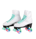 C SEVEN C7skates Quad Roller Skates | Retro Design (Mint w LED, Women's 6 / Youth 5 / Men's 5)