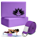 Netxe Yoga Block And Yoga Strap Set, High Density Foam Soft NonSlip Yoga Blocks With 6Ft Metal DRing And A Beautiful Logo That