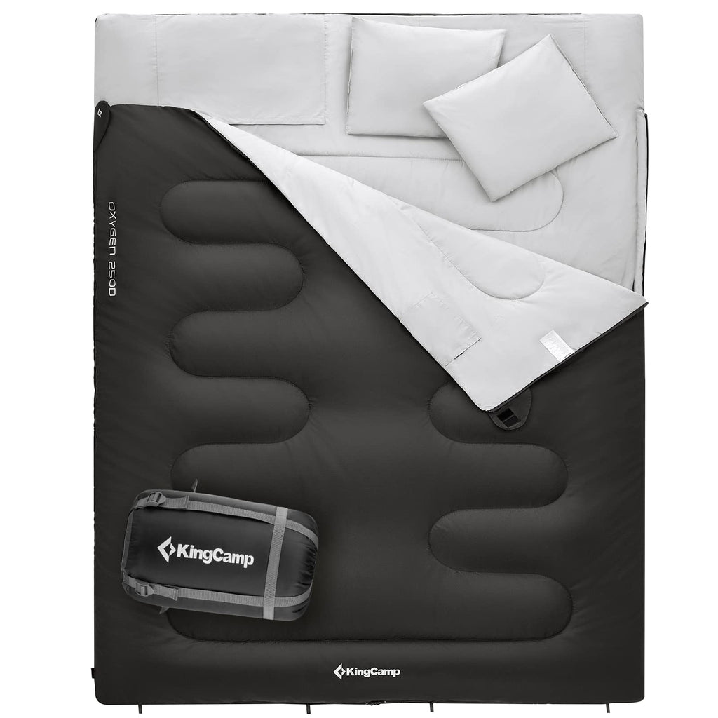 Kingcamp Double Sleeping Bag 2 Person Sleeping Bags For Adults, Lightweight Backpacking 20 Degree Queen Size Sleeping Bag With P