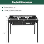 Goplus Outdoor Camping Stove, 3 Burner Propane Gas Cooker W/Detachable Legs & Csa Regulator & 0-20 Psi Regulator For Camp Paito