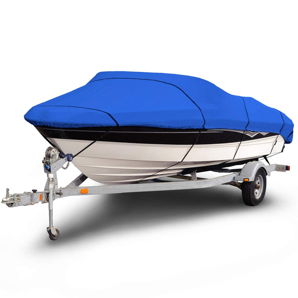 Budge B-1200-X1 1200 Denier V-Hull Fishing Boat Cover Blue 12'-14' Long (Beam Width Up To 68) Waterproof, Heavy Duty, Uv Resista