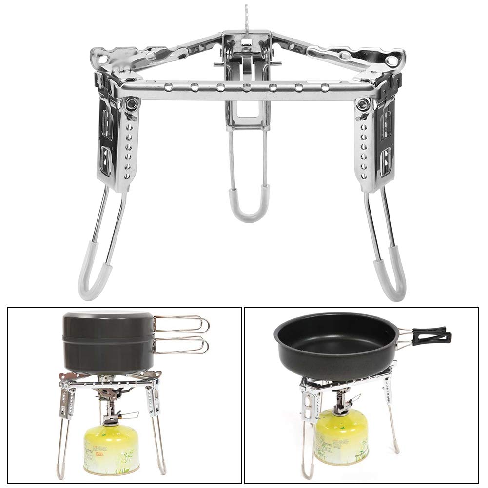 Fastuu Camping Pot Stand, Foldable Stainless Steel Stove Pot Rack, Portable Outdoor Fuel Grill Tripod For Camping Wood Stove, Si