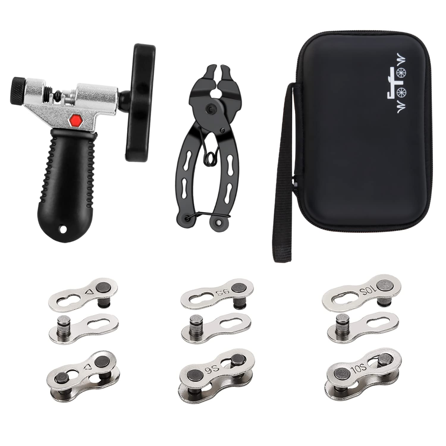 Wotow Bike Chain Repair Tool Kit Set, Cycling Bicycle Chain Breaker Splitter Cutter & Wear Indicator Checker & Master Link Plier