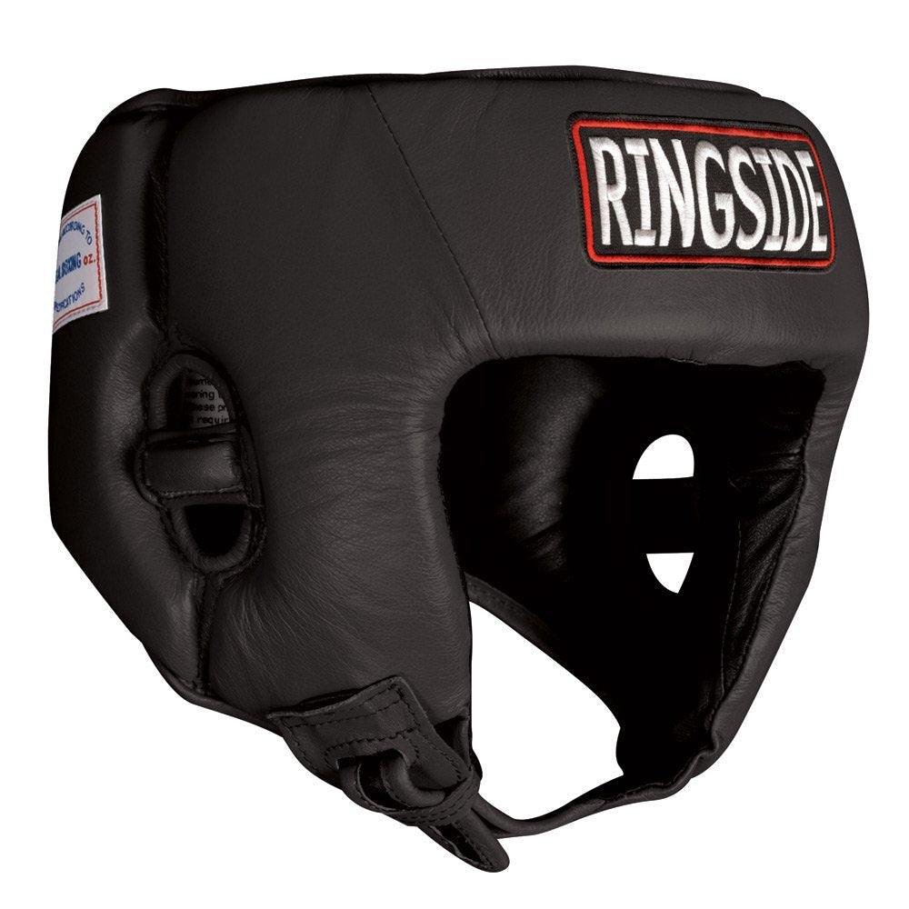 Ringside Competition Boxing Muay Thai Mma Sparring Head Protection Headgear Without Cheeks, Black, Small