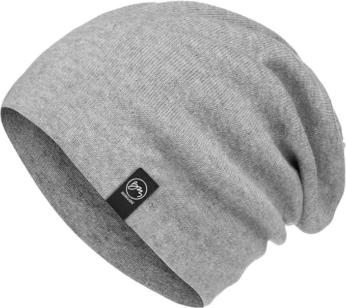 Bismaadh Unisex Cotton Blend Slouchy Beanie And Skull Cap For Summer, Winter, Autumn & Spring Season Light Grey, Free Size