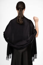 Achillea Large Soft Silky Pashmina Shawl Wrap Scarf In Solid Colors (Black)