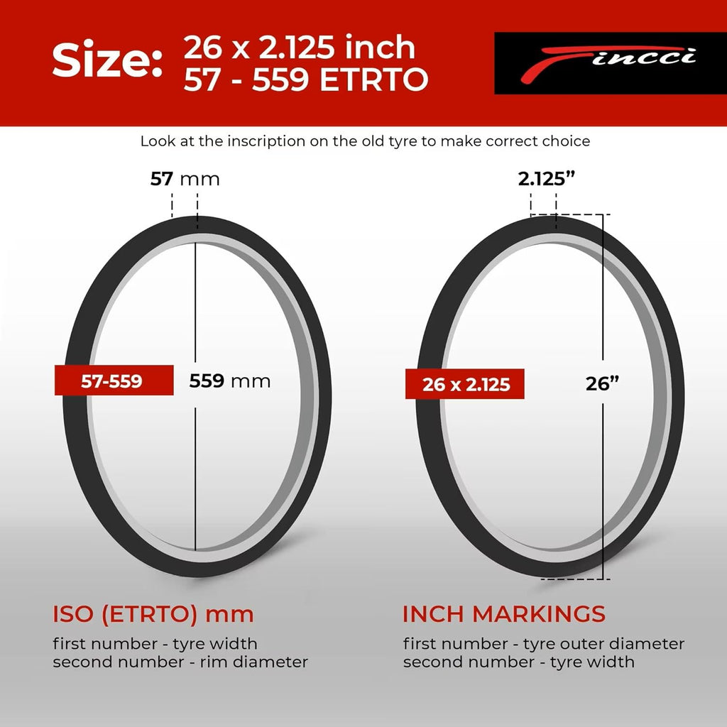 Fincci Pair 26 X 2125 Inch Foldable Bike Tires 57-559 For Mtb Mountain Hybrid Bicycle - Pack Of 2 26X2125 Tire