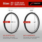 Fincci Pair 26 X 2125 Inch Foldable Bike Tires 57-559 For Mtb Mountain Hybrid Bicycle - Pack Of 2 26X2125 Tire