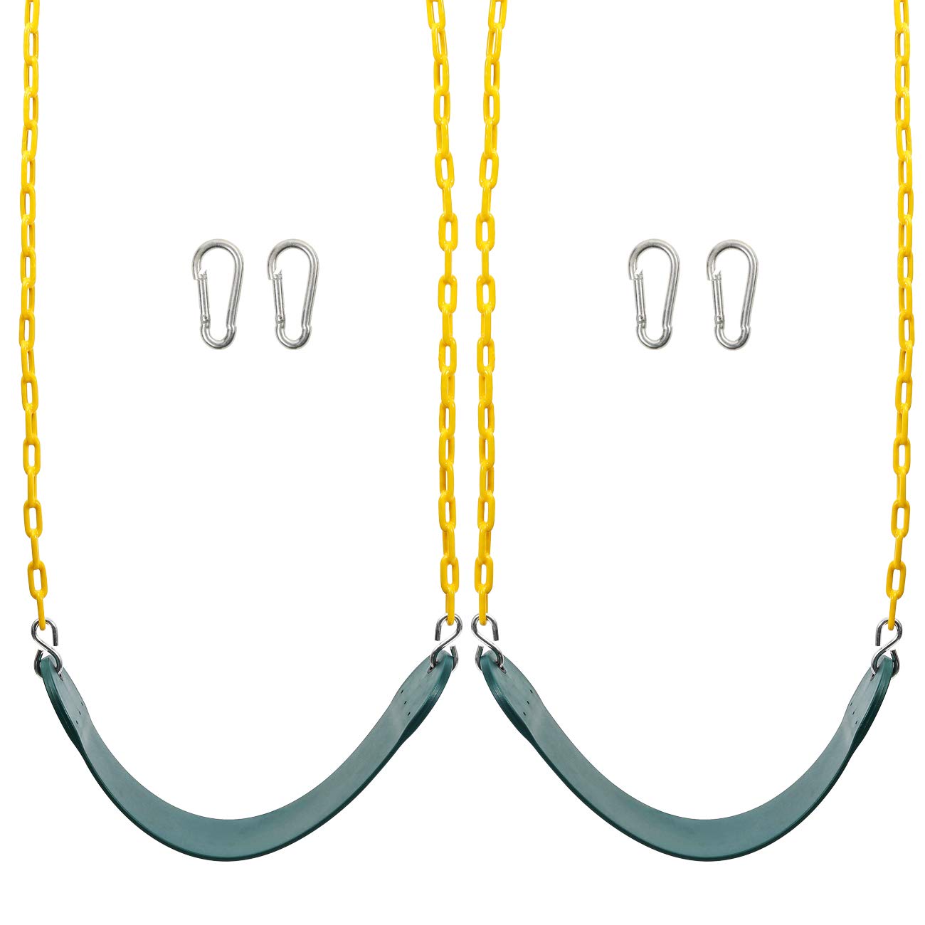 Sunnyglade 2Pcs Swings Seats Heavy Duty With 66'' Chain, Playground Swing Set Accessories Replacement With Snap Hooks, Support 2