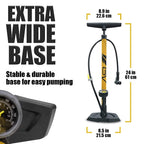 Bv Bicycle Ergonomic Bike Floor Pump With Gauge & Smart Valve Head, 160 Psi, Automatically Reversible Presta And Schrader