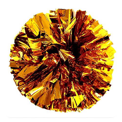 Puzine 2Pack 12'' Cheerleading Pom Poms With New Handle For Team Spirit Sports Dance Cheering Kids Adults (Gold)