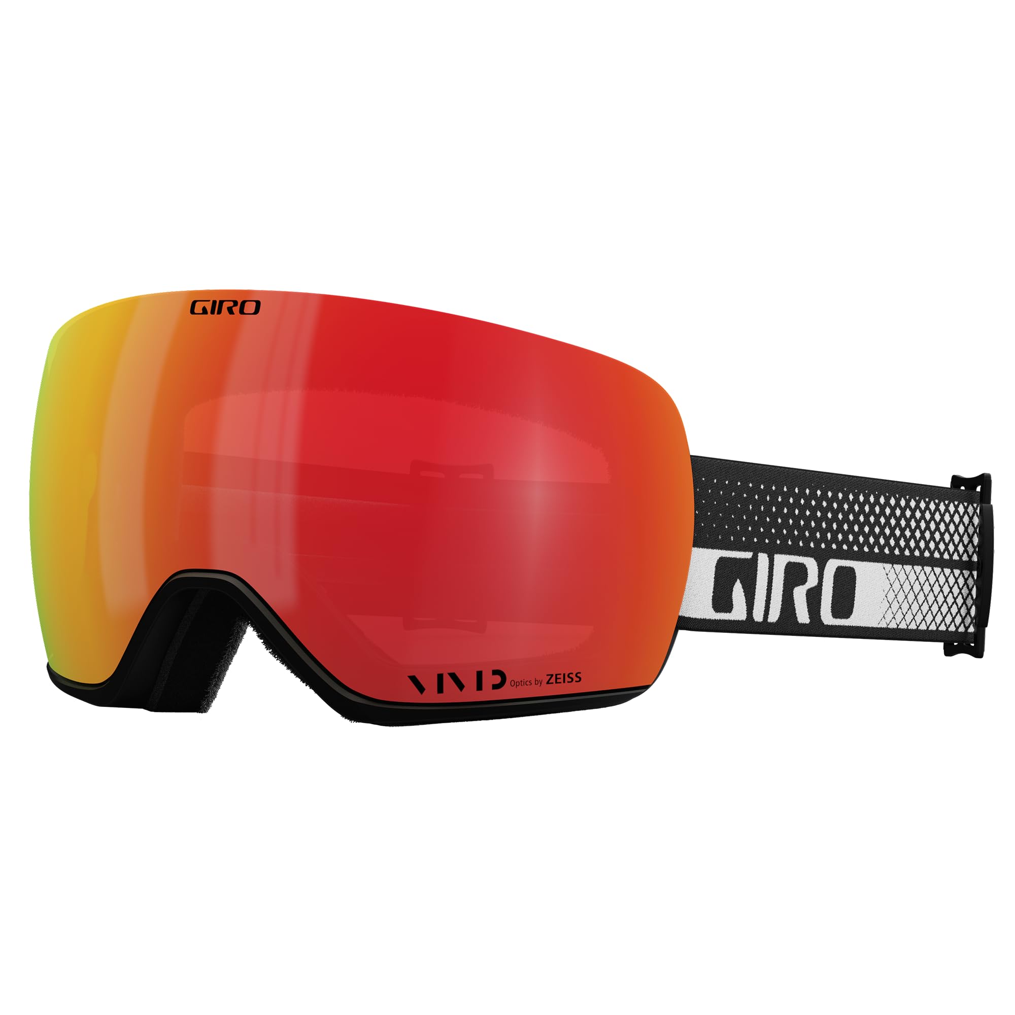 Giro Article II Asian Fit Ski Goggles - Snowboard Goggles for Men & Women - Black & White Flow Strap w/VIVID Ember/VIVID Infrare