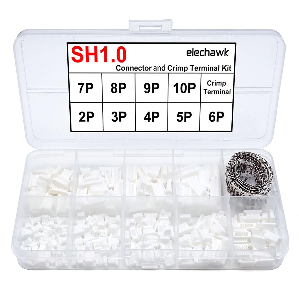 Sh1.0 Connectors And Crimp Terminal Kit Compatible With Jst Sh Connectors Plugs 1.0Mm Pitch For I2C Qwiic Stemma Qt Wire Flight 