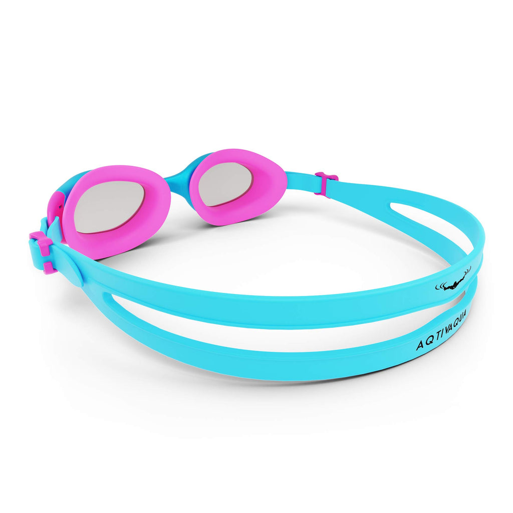 Aqtivaqua Kids Swim Goggles Swimming Goggles For Kids Youth Childrens Boys Girls (Neonblue/Magenta Colour)