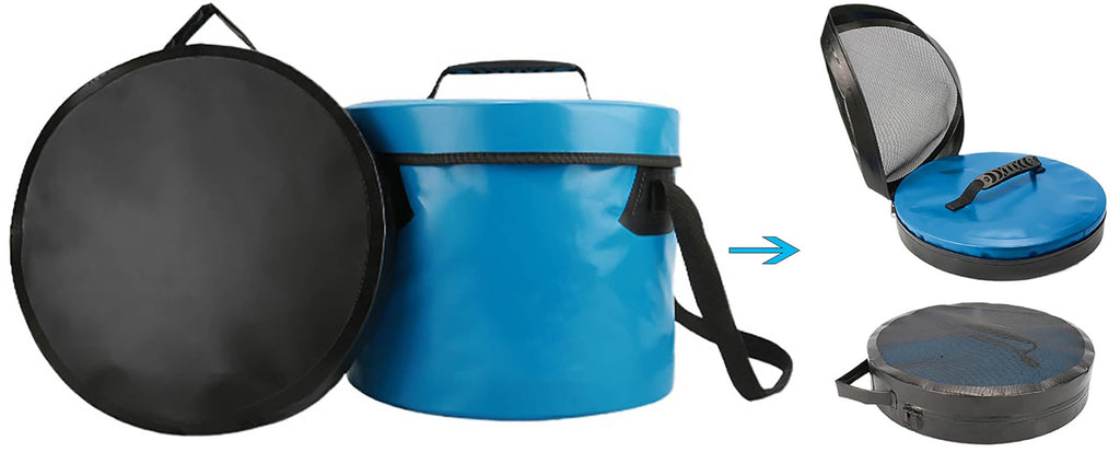 Banchelle Collapsible Camping Bucket With Lid 5 Gallon For Traveling Fishing Gardening (Blue, 20L)