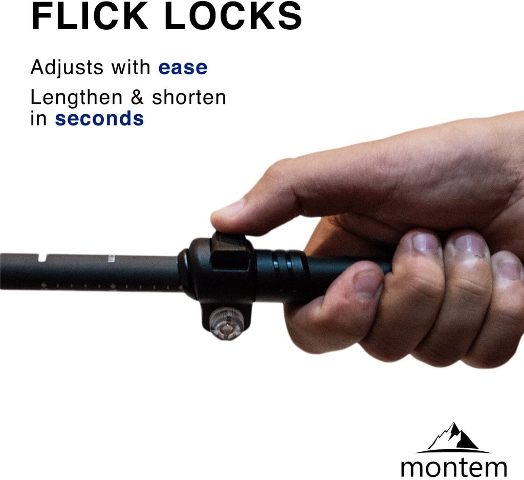 Montem Ultra Strong Trekking Poles, Black (Matte) , One Pair