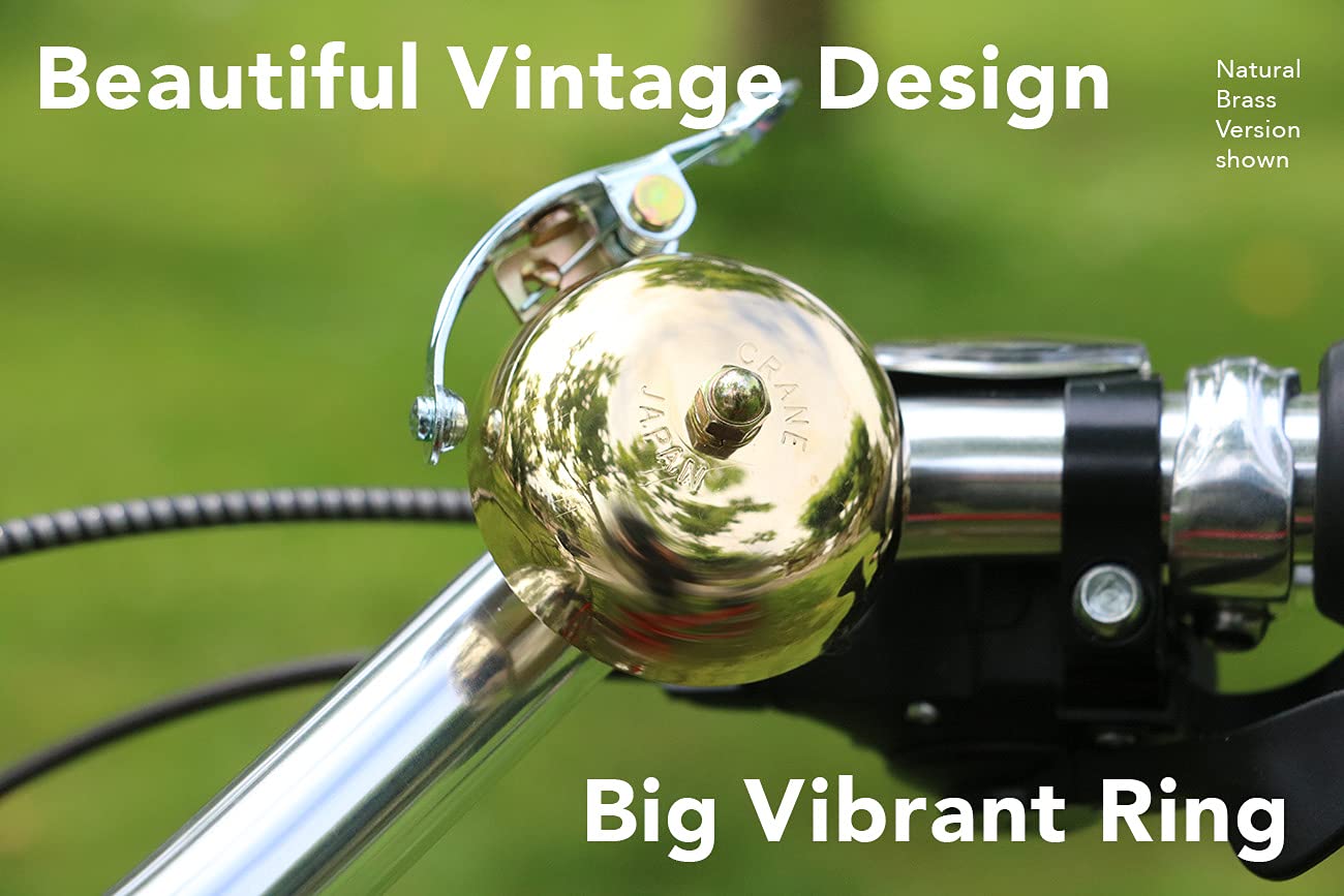 Crane Bike Bell, Brass, Suzu Bicycle Bell, Made In Japan For City Bikes, Cruisers, Road Bikes Or Mtb, Fits Bars Diameters 22.2 T