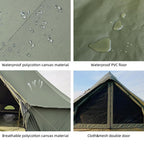 Waldzimmer Canvas Bell Tent 13.1Ft Green With Pre-Cut Stove Jack, Spacious 4M Family Yurt Tent For 4-5 Person, 4 Season Water-Re