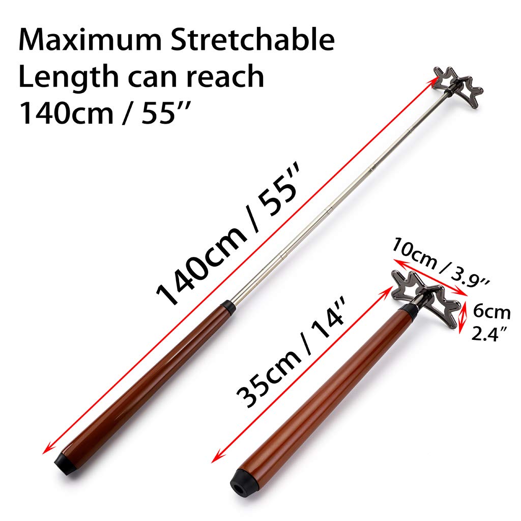 Ownmy Retractable Billiards Bridge Stick With Removable Bridge Head And Wood Handle, Pool Stick Length Extends Up To 35Cm - 140C