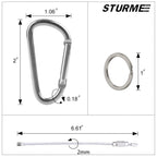 Sturme 2'' Aluminum D Ring Carabiners Clip D Shape Spring Loaded Gate Small Keychain Carabiner Clip Set For Outdoor Camping Mini