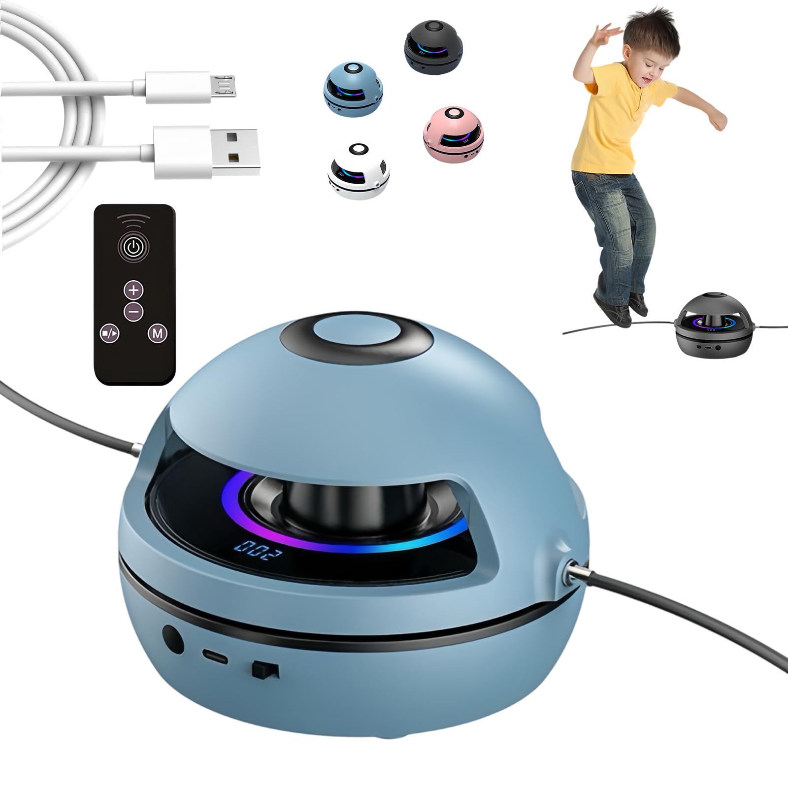 Smart Jump Rope Machine, Electric Music Jump Rope, Smart Counting Rope, 1-10 Speed Levels, Bluetooth Remote Control, Parent-Chil