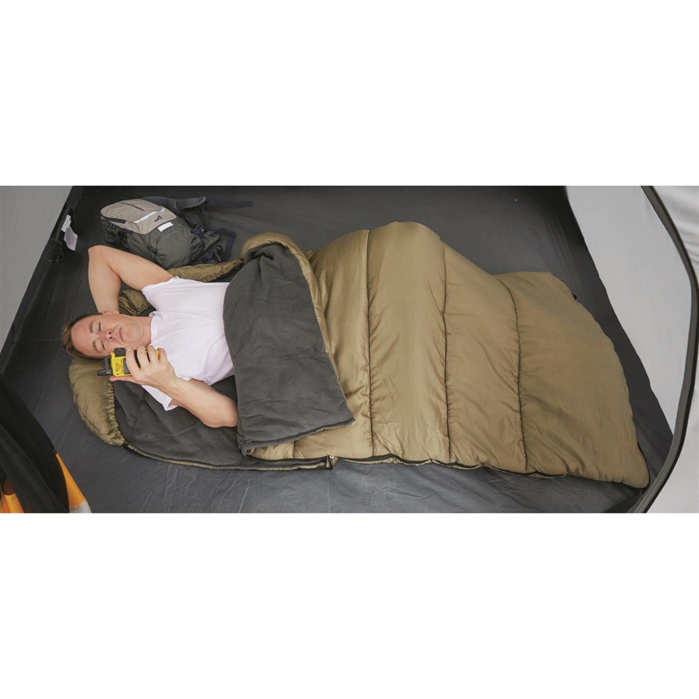 Guide Gear -15 Degree Fleece Lined Sleeping Bag For Adults And Kids Warm Winter Cold Weather Lightweight Portable For Camping, B