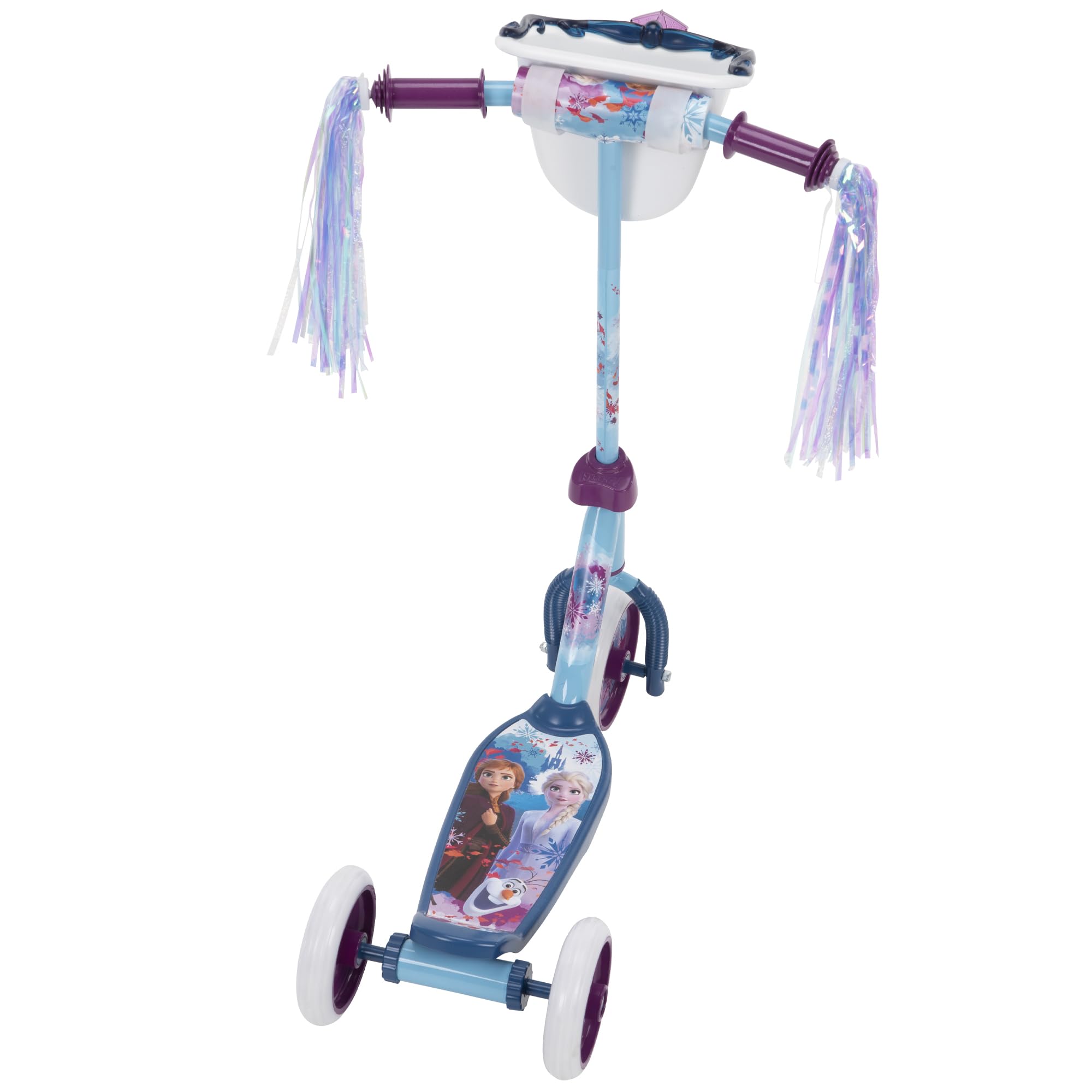 Huffy Disney Frozen 2 Toddler Scooter, Ideal for Ages 3+ Years Old, 3 Wheels, Handlebar Basket, Shimmering Streamers, Easy-Balan