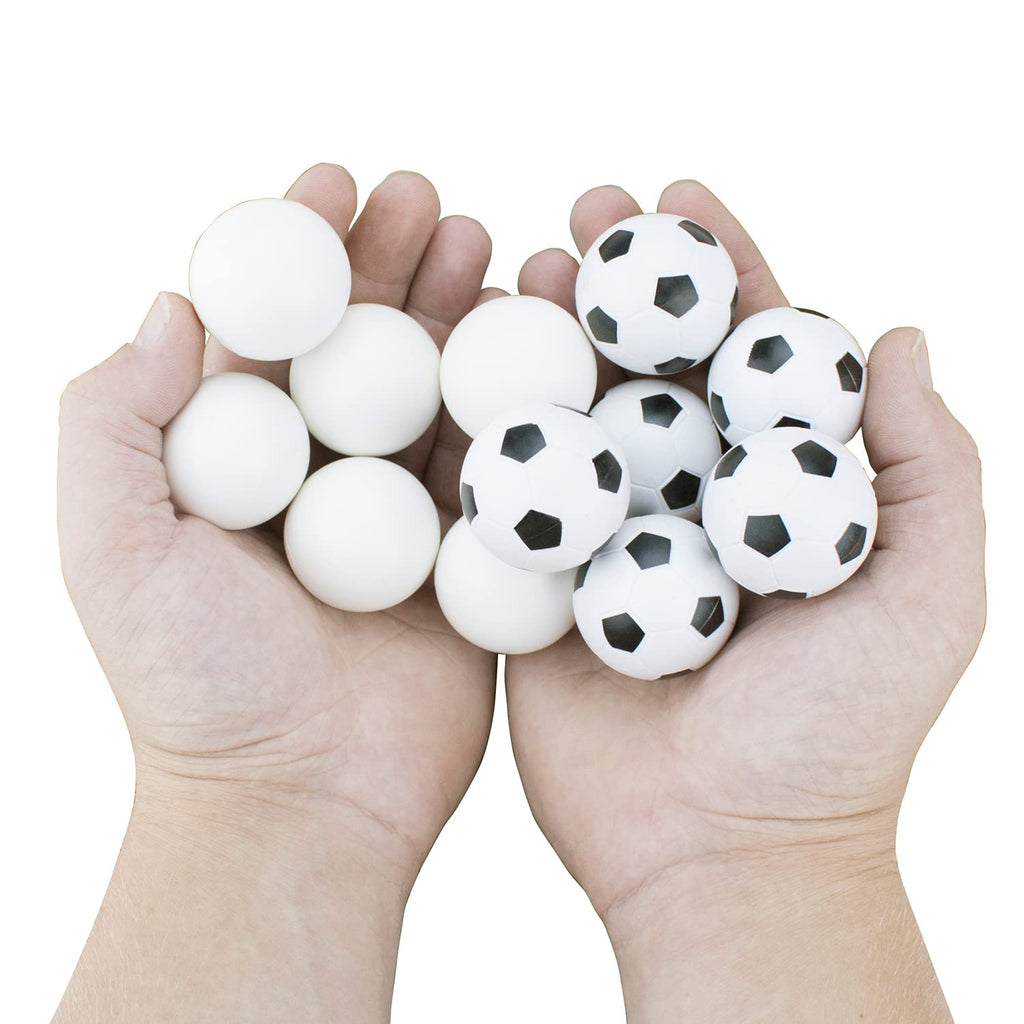 12 Pack Of Mixed Foosballs - For Standard Foosball Tables & Classic Tabletop Soccer Game Balls (6 Black & White Soccer) (6 Smoot
