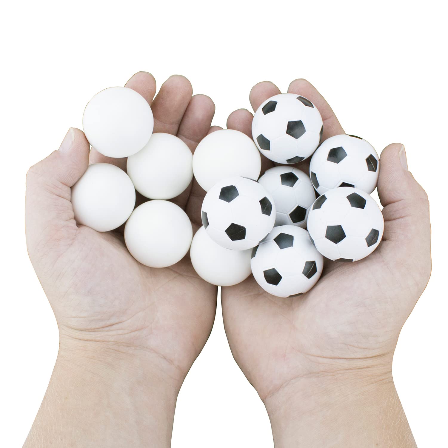 12 Pack Of Mixed Foosballs - For Standard Foosball Tables & Classic Tabletop Soccer Game Balls (6 Black & White Soccer) (6 Smoot